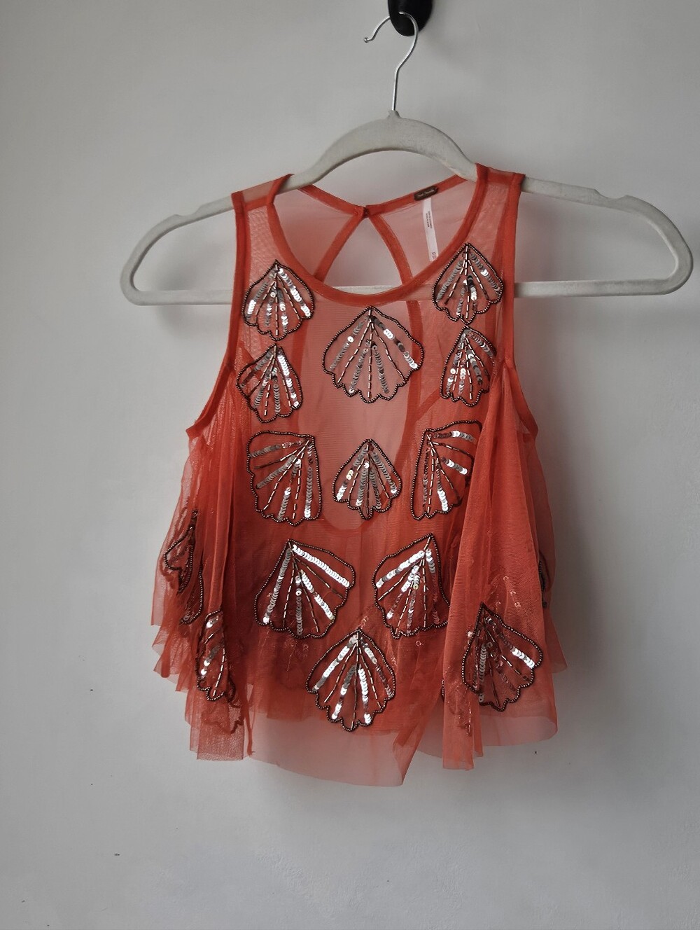 Nwt Free People Tulsa Flame Red Mesh Swing Tank - Picture 2 of 13